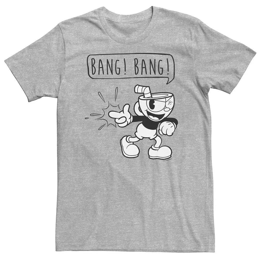 Big & Tall Cuphead Bang Bang Finger Gun Outline Tee, Men's, Size: 4XL, Athletic Grey Product Image