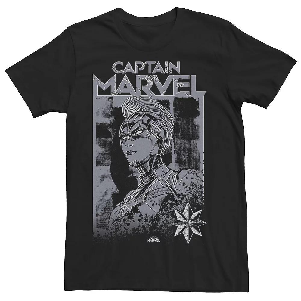 Men's Marvel Captain Marvel Distressed Stamp Portrait Graphic Tee, Size: XXL, Black Product Image