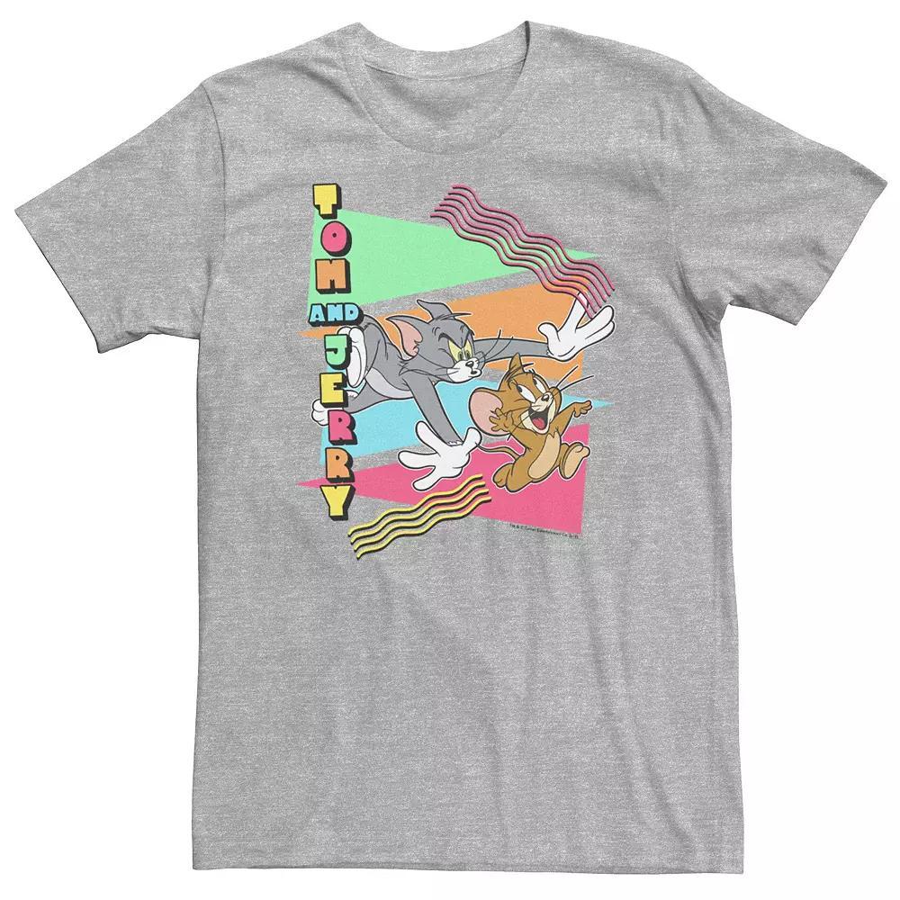 Big & Tall Tom and Jerry 90s Chase Retro Tee, Men's, Size: 3XL, Athletic Grey Product Image