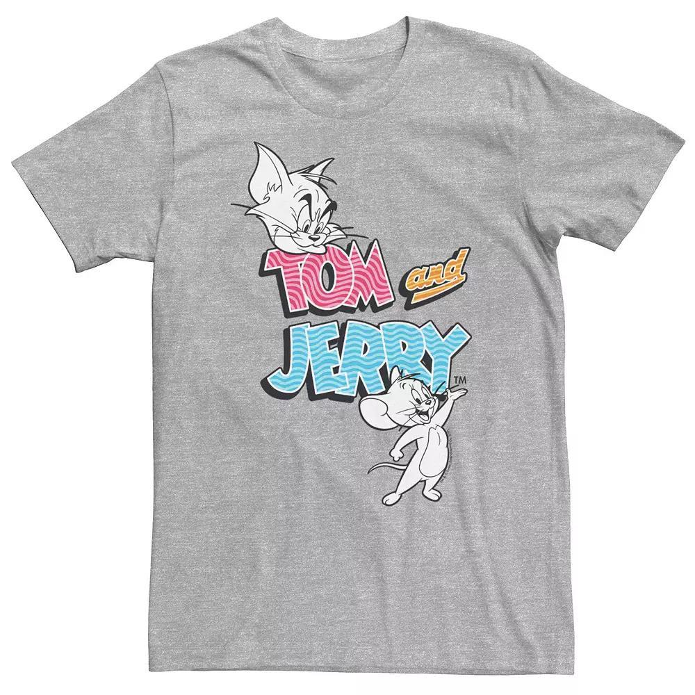 Big & Tall Tom and Jerry Retro Pattern Logo Tee, Men's, Size: 3XL, Athletic Grey Product Image