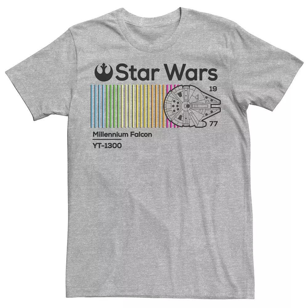 Men's Star Wars Millennium Falcon Rainbow Streaks Tee, Size: XL, Athletic Grey Product Image
