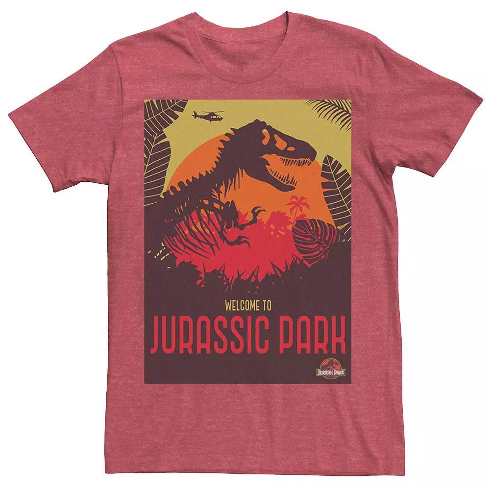 Men's Jurassic Park Welcome T-Rex Sunset Tee, Size: XL, Red Grey Product Image