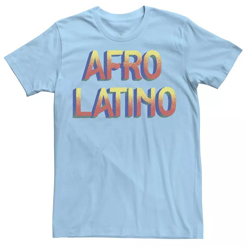 Men's Afro Latino Text Tee, Size: Medium, Light Blue Product Image