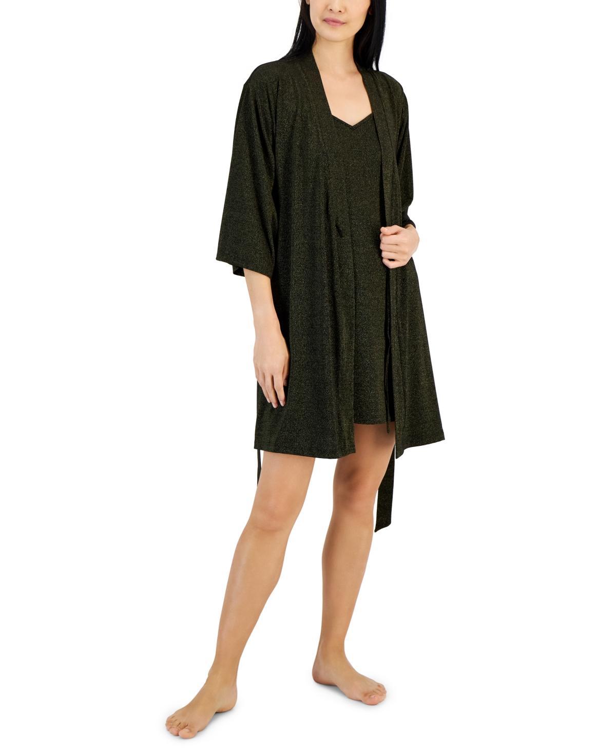 I.n.c. International Concepts Womens 2-Pc. Sparkle Robe & Chemise Set, Created for Macys Product Image