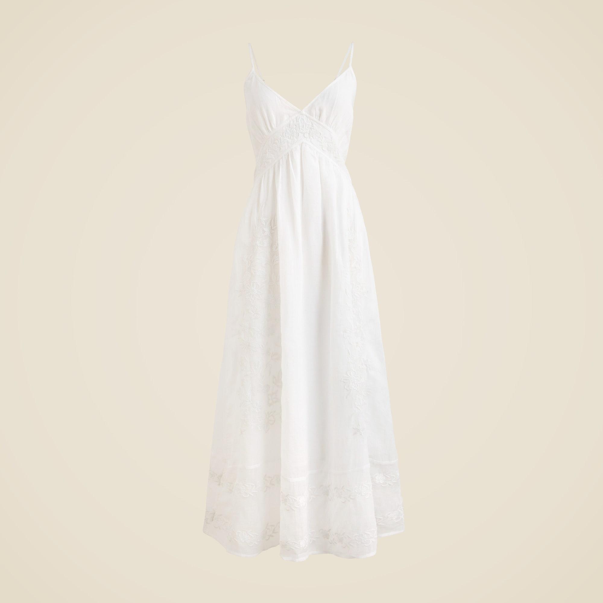 Embroidered midi dress in ramie Product Image