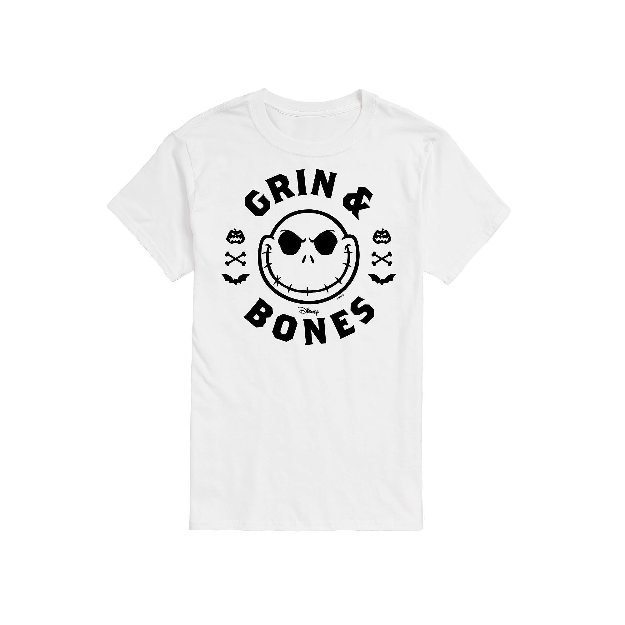 Disneys The Nightmare Before Christmas Mens Grin & Bones Graphic Tee Grey Military Green Product Image