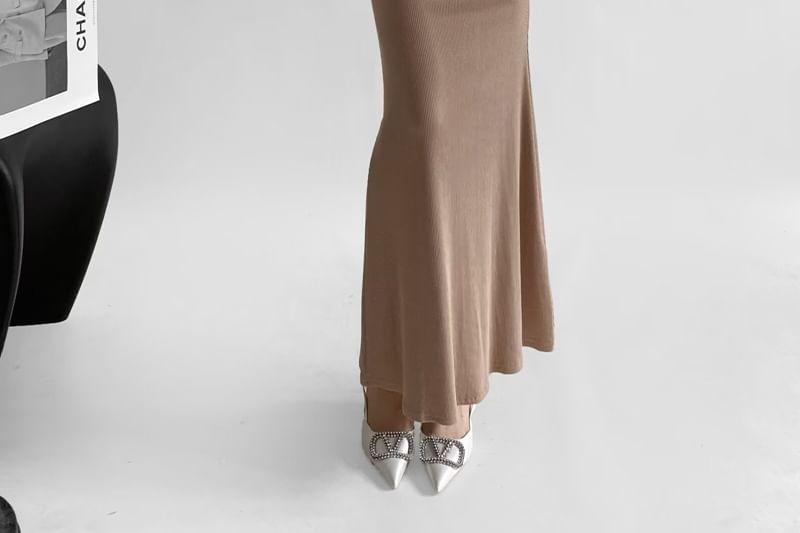 Sleeveless Open Back Plain Maxi Mermaid Dress Product Image