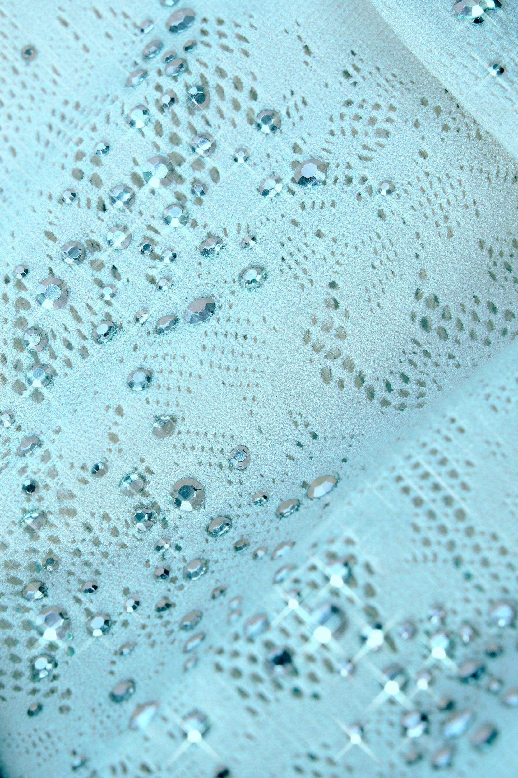 Embellished Cross-Strap Bikini Top in Ice Blue Product Image