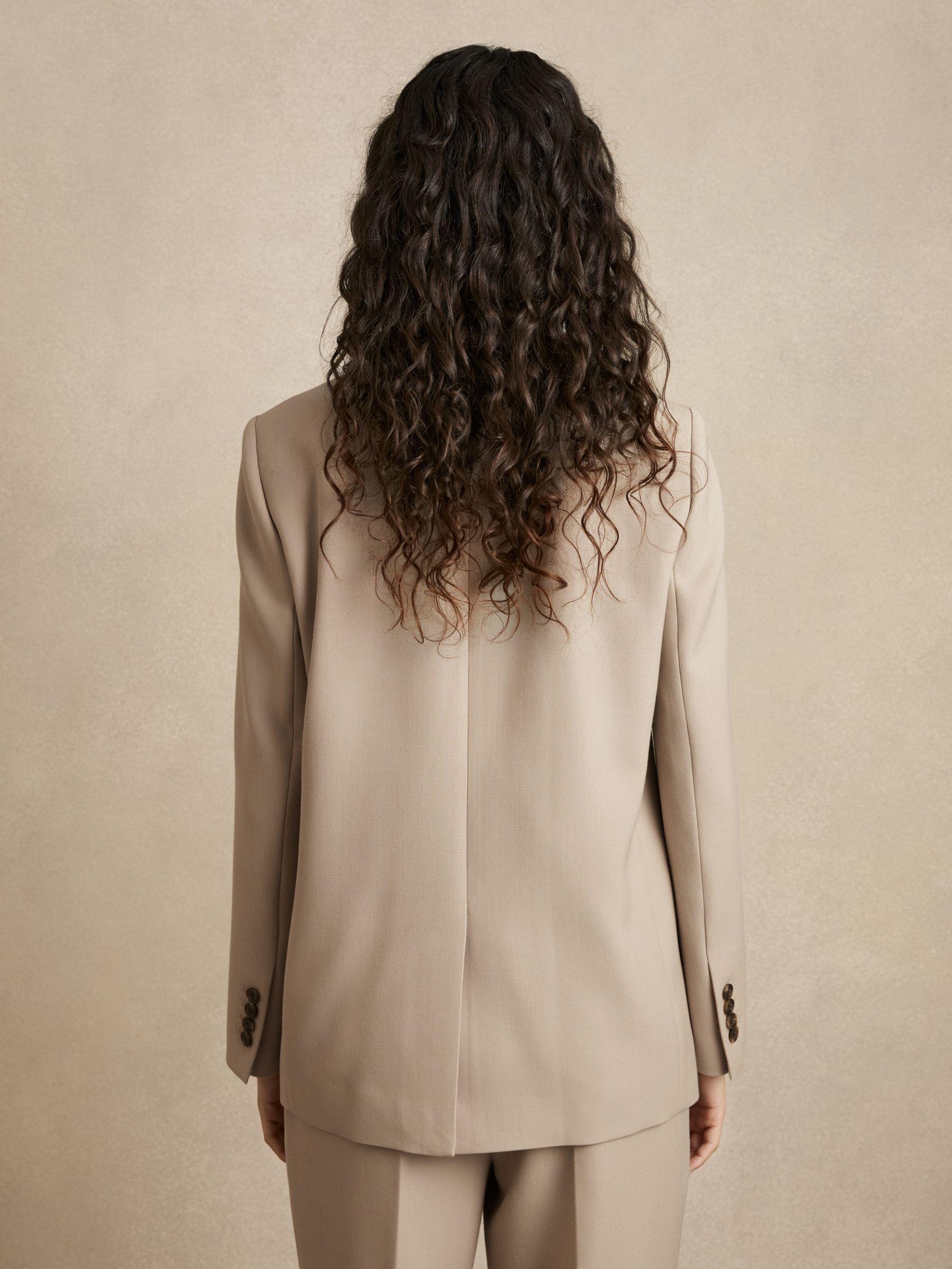 Linen Palm Print Halterneck Midi Dress in Neutral Product Image