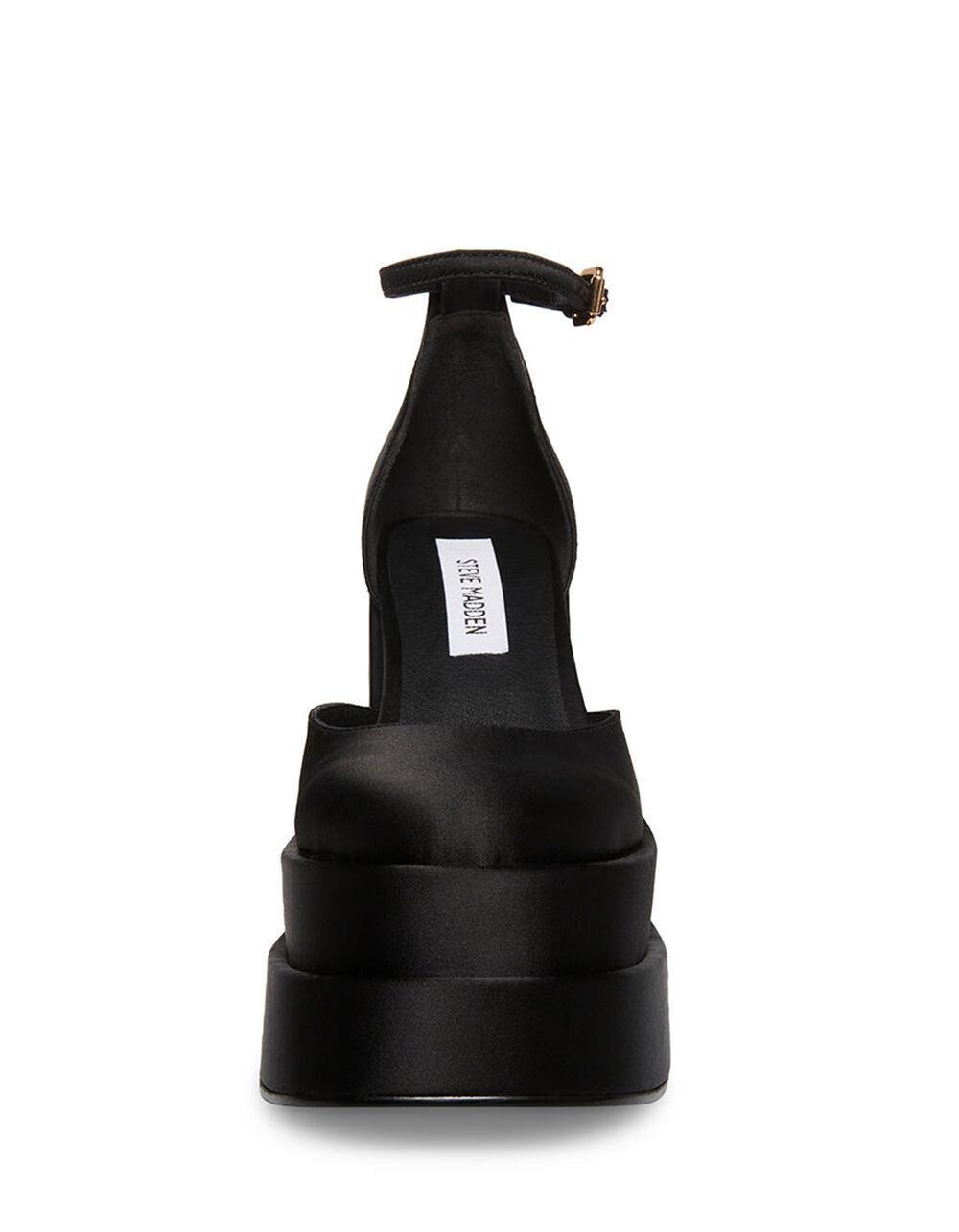 STEVEN MADDEN Charlize Satin Platform Heels - BLACK Product Image