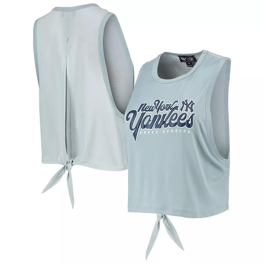Women's The Wild Collective Light Blue New York Yankees Open Back Twist-Tie Tank Top, Size: XS Product Image