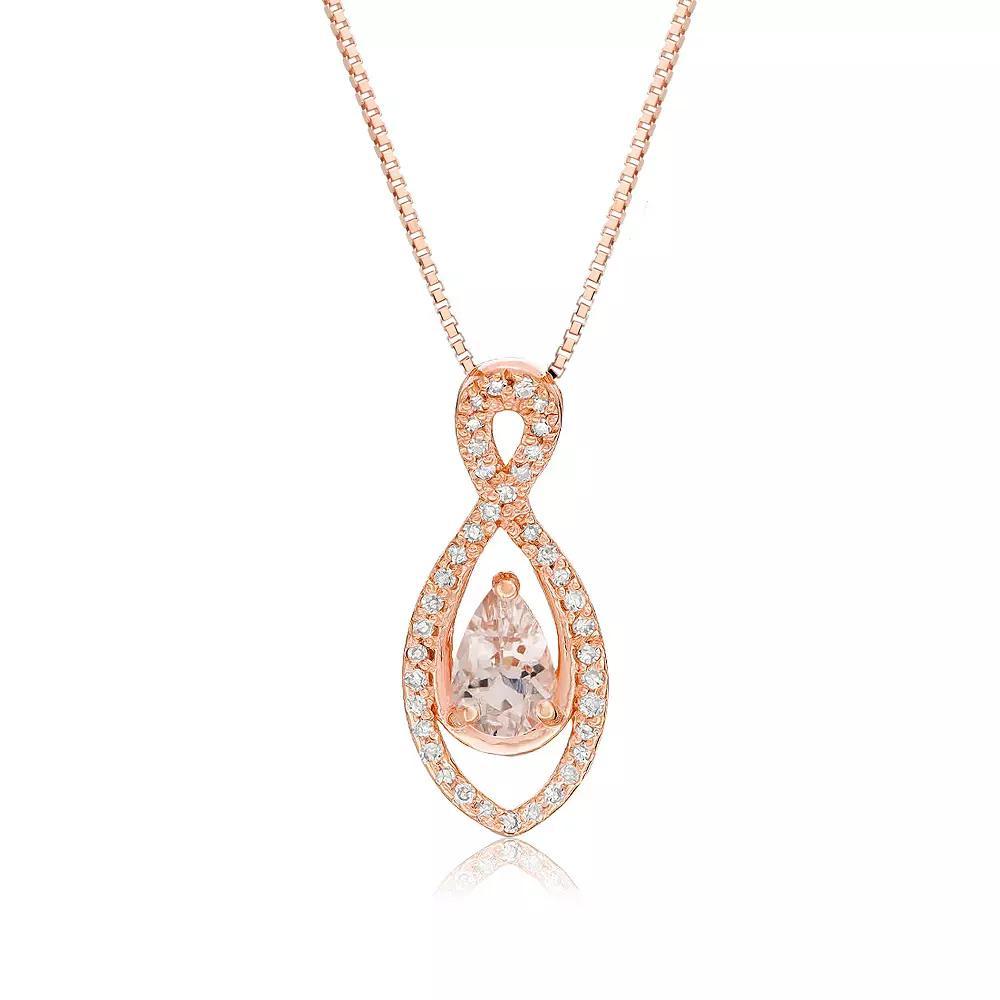 Gemminded 10k Rose Gold Morganite & 1/8 Carat T.W. Diamond Infinity Pendant Necklace, Women's, Size: 18", 10k Pink Product Image