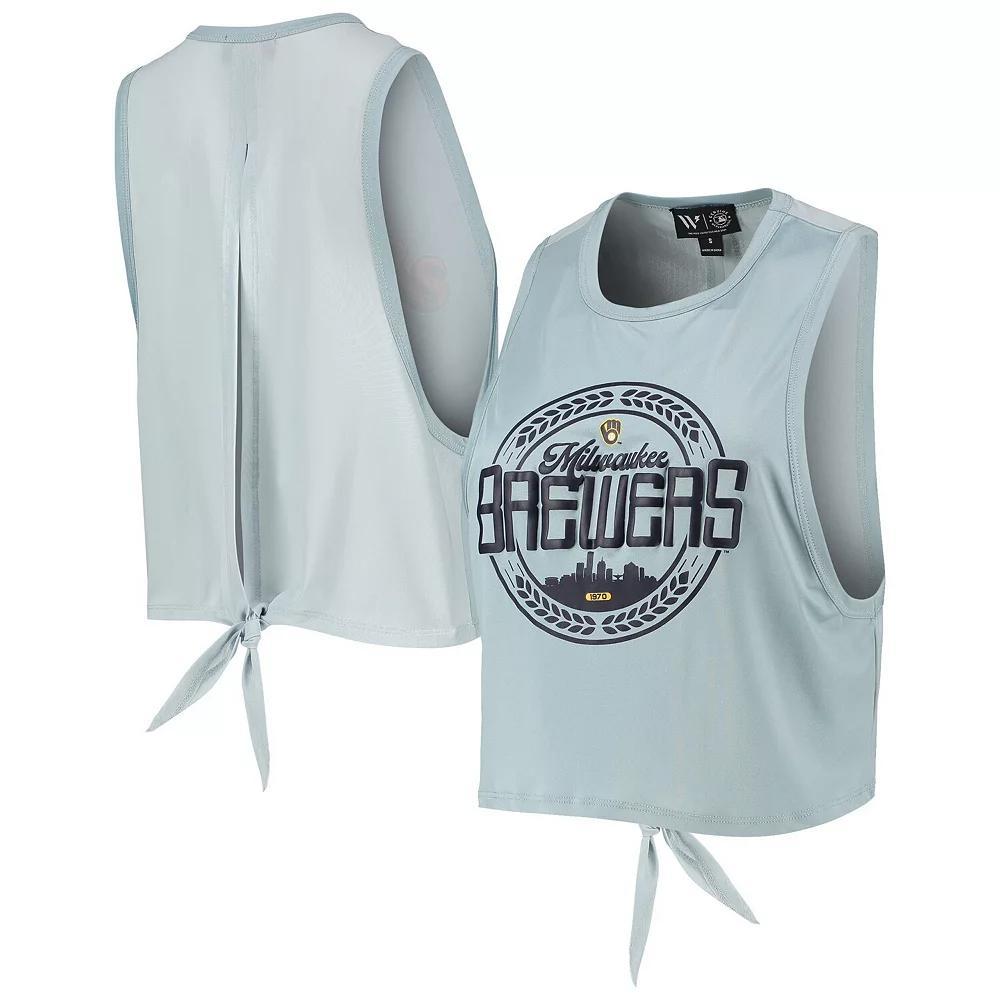 Women's The Wild Collective Light Blue Milwaukee Brewers Open Back Twist-Tie Tank Top, Size: XS Product Image
