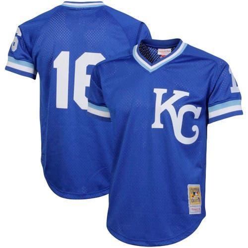 Mens Mitchell & Ness Bo Jackson Royal Kansas City Royals Cooperstown Collection Big & Tall Mesh Batting Practice Jersey Product Image
