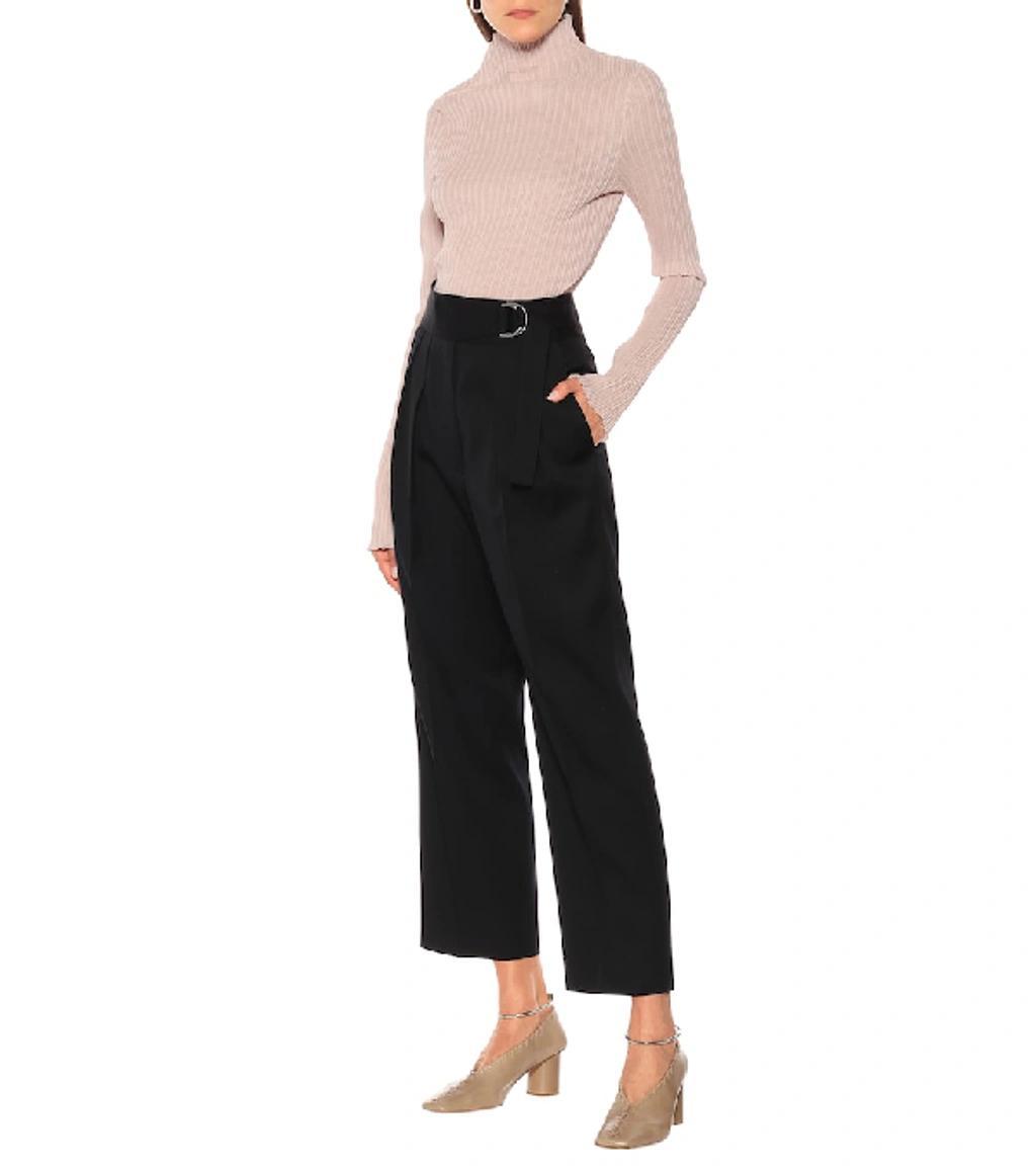 JIL SANDER High-rise Straight Wool Pants In Blue Product Image