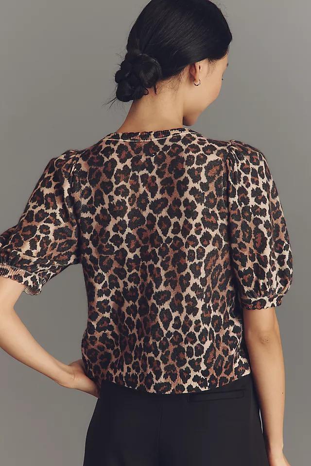 Maeve Puff-Sleeve Cashmere Cardigan Sweater Product Image