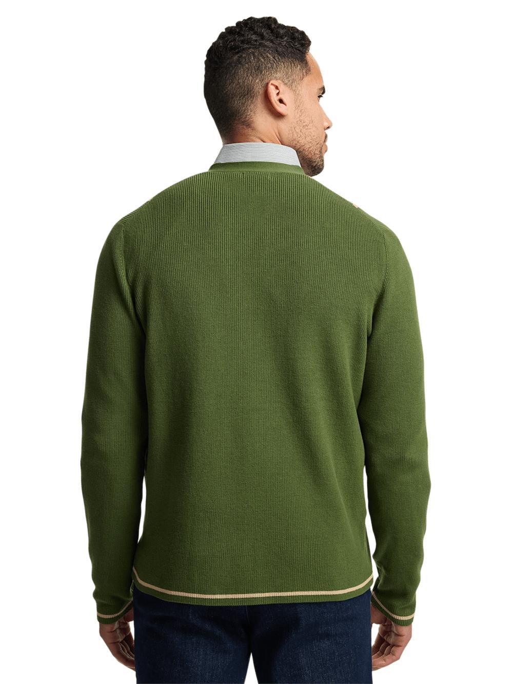 Cotton Button Front Cardigan Sweater - Green Product Image