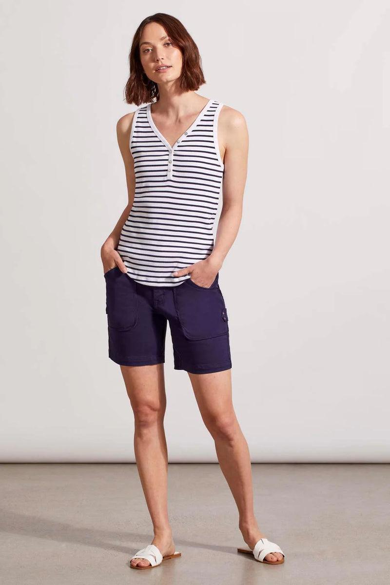 STRIPED COTTON HENLEY TANK TOP Product Image