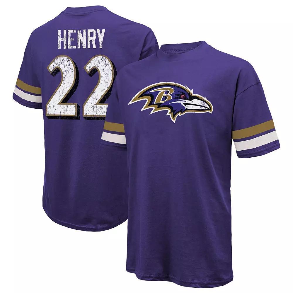 Men's Majestic Threads Derrick Henry Purple Baltimore Ravens Name & Number Oversized T-Shirt, Size: 2XL Product Image