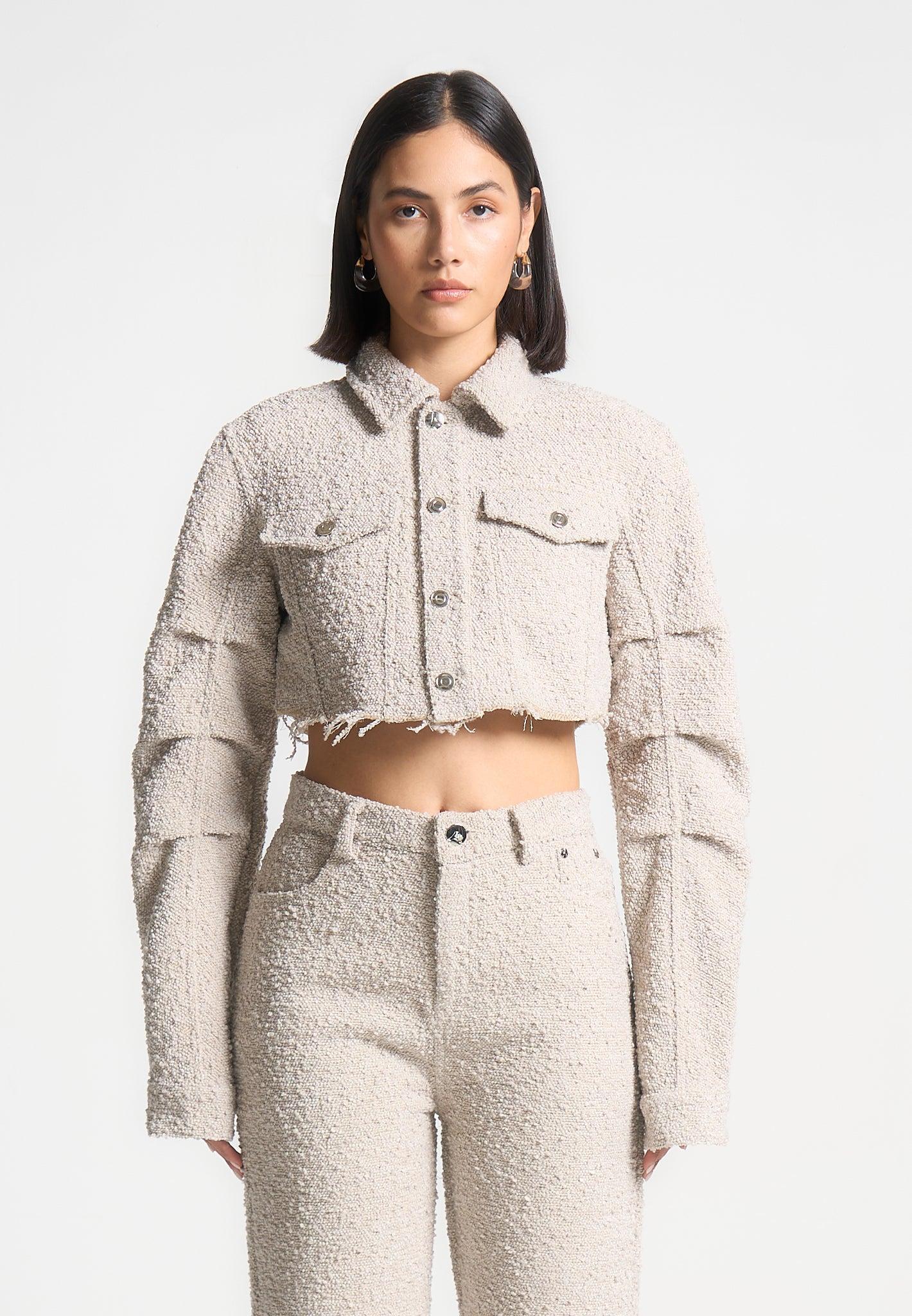 Catherine - Cropped Boucle Jacket - Beige Female Product Image