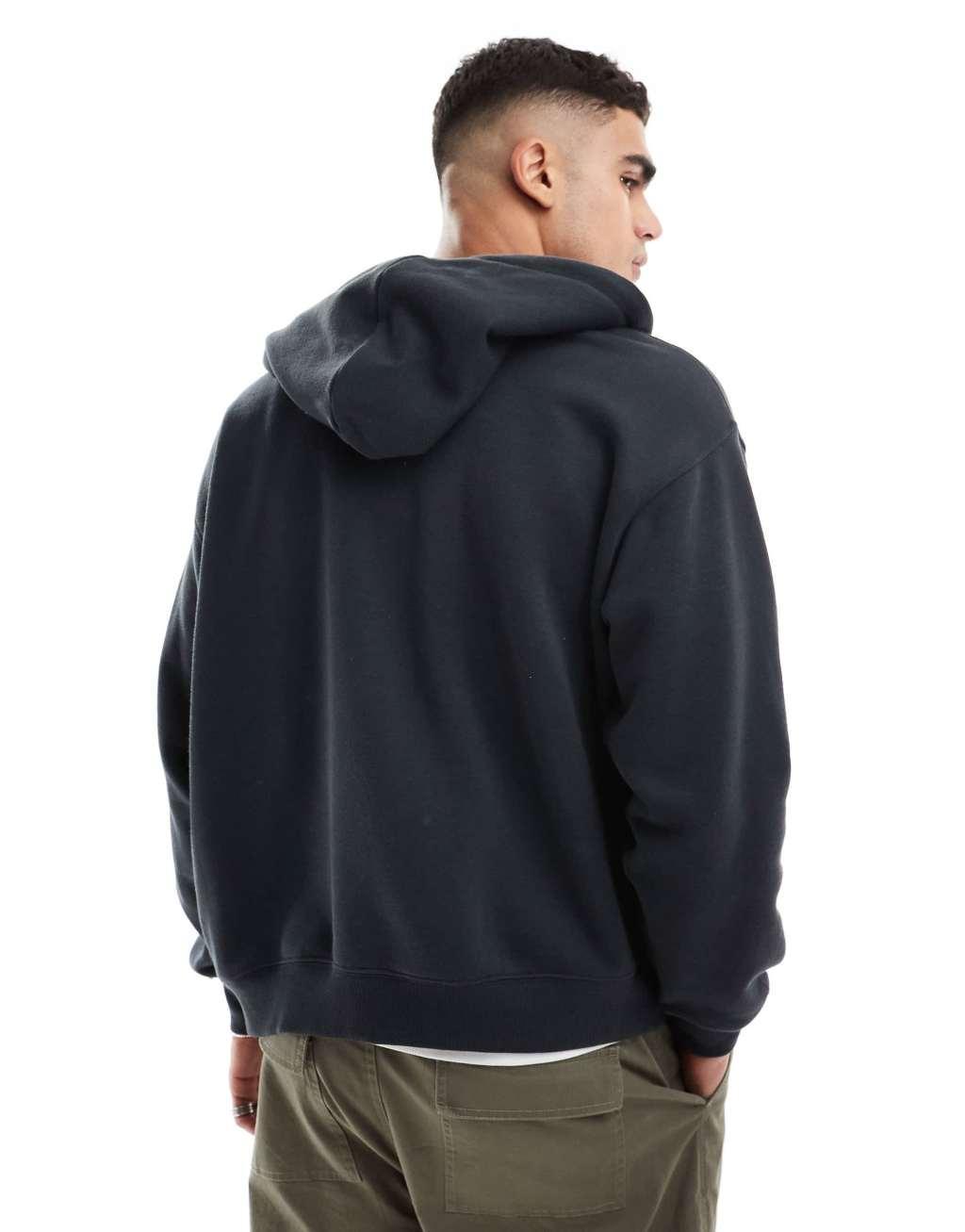 Cotton On boxy fit zip up hoodie in black Product Image