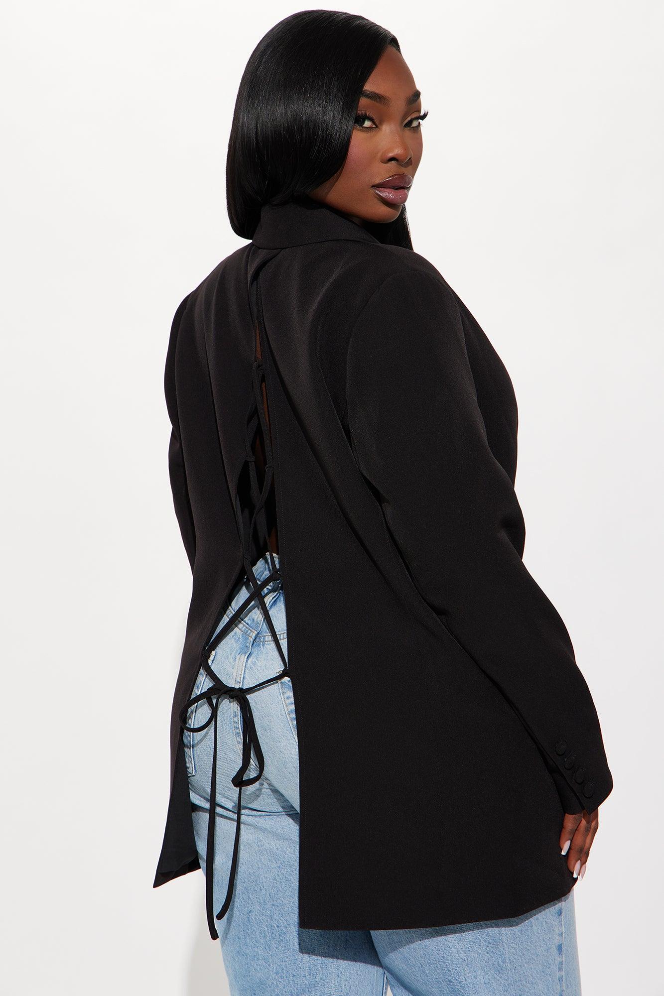 Khloe Lace Up Blazer - Black Product Image