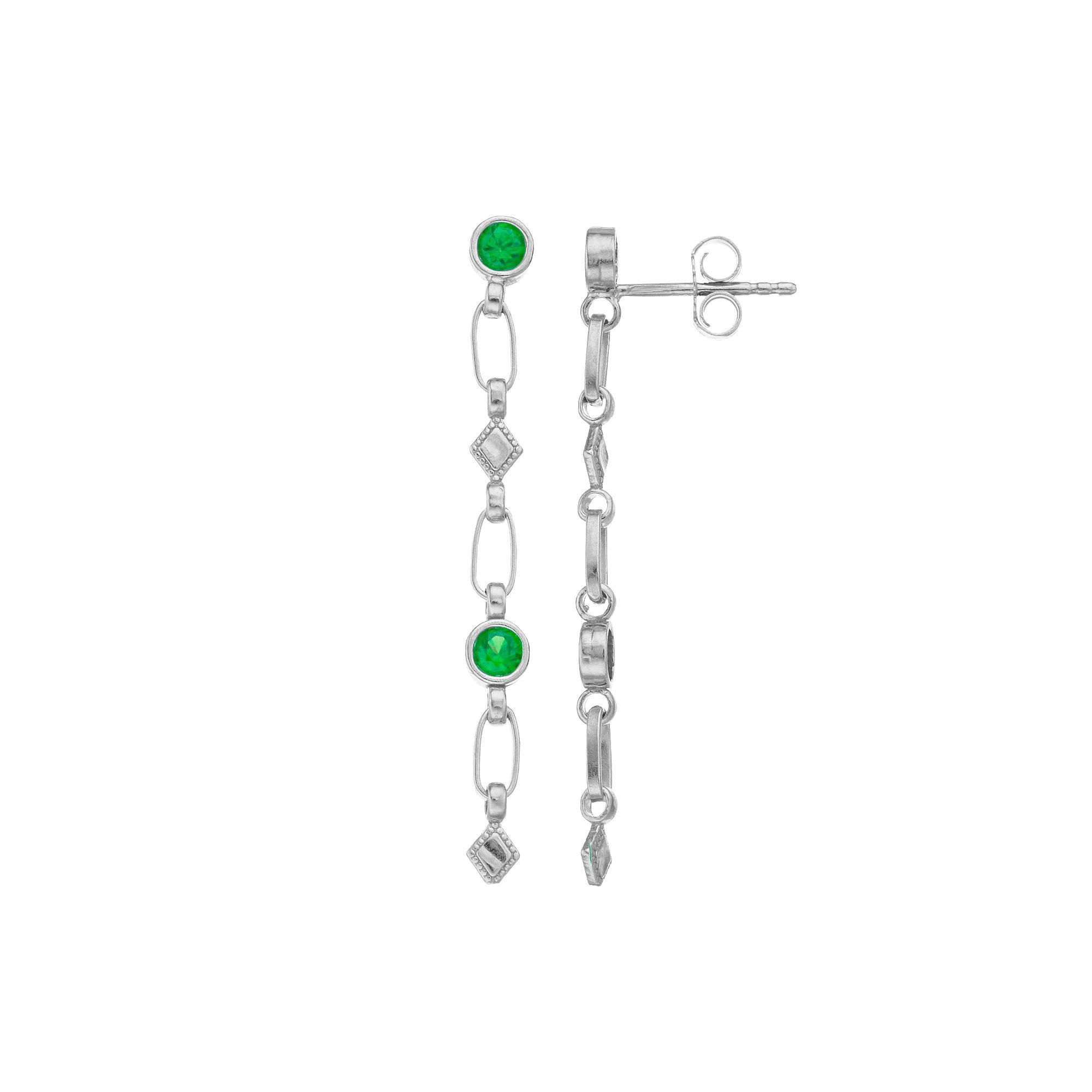Kristen Kesho Sterling Silver Lab-Created Ruby Rhombus Link Drop Earrings, Women's Product Image