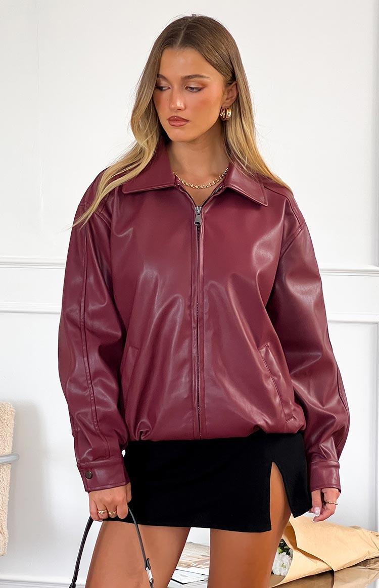 Abbi PU Red Bomber Jacket Girls Product Image