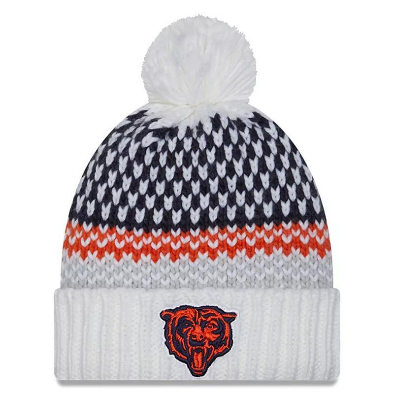 Womens New Era White Chicago Bears 2023 Sideline Cuffed Knit Hat with Pom Product Image