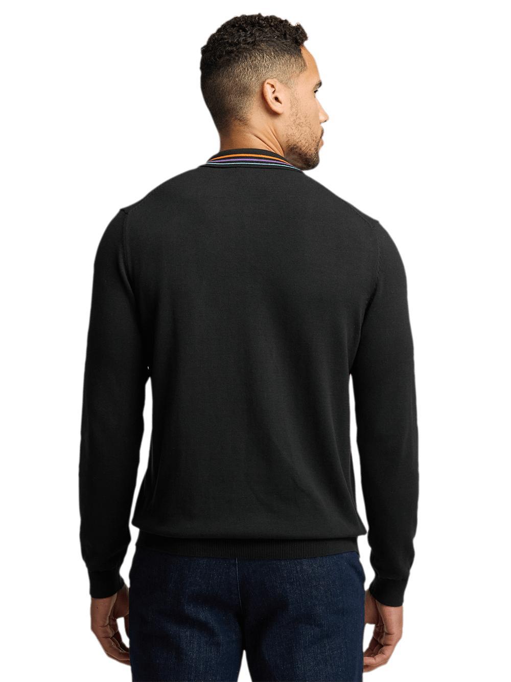 Cotton Full Zip Polo - Black Product Image