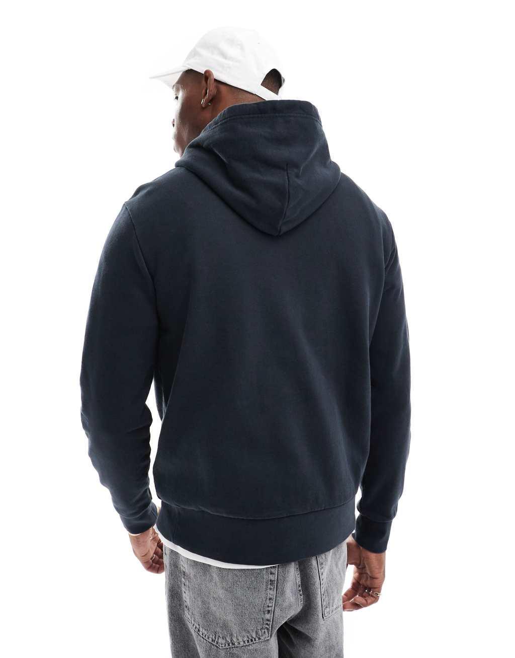 Polo Ralph Lauren icon logo loopback terry hoodie in faded black Product Image