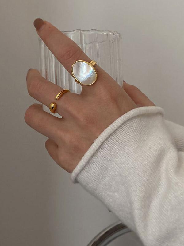Adjustable Mother-Of-Pearl Geometric Rings Accessories Product Image