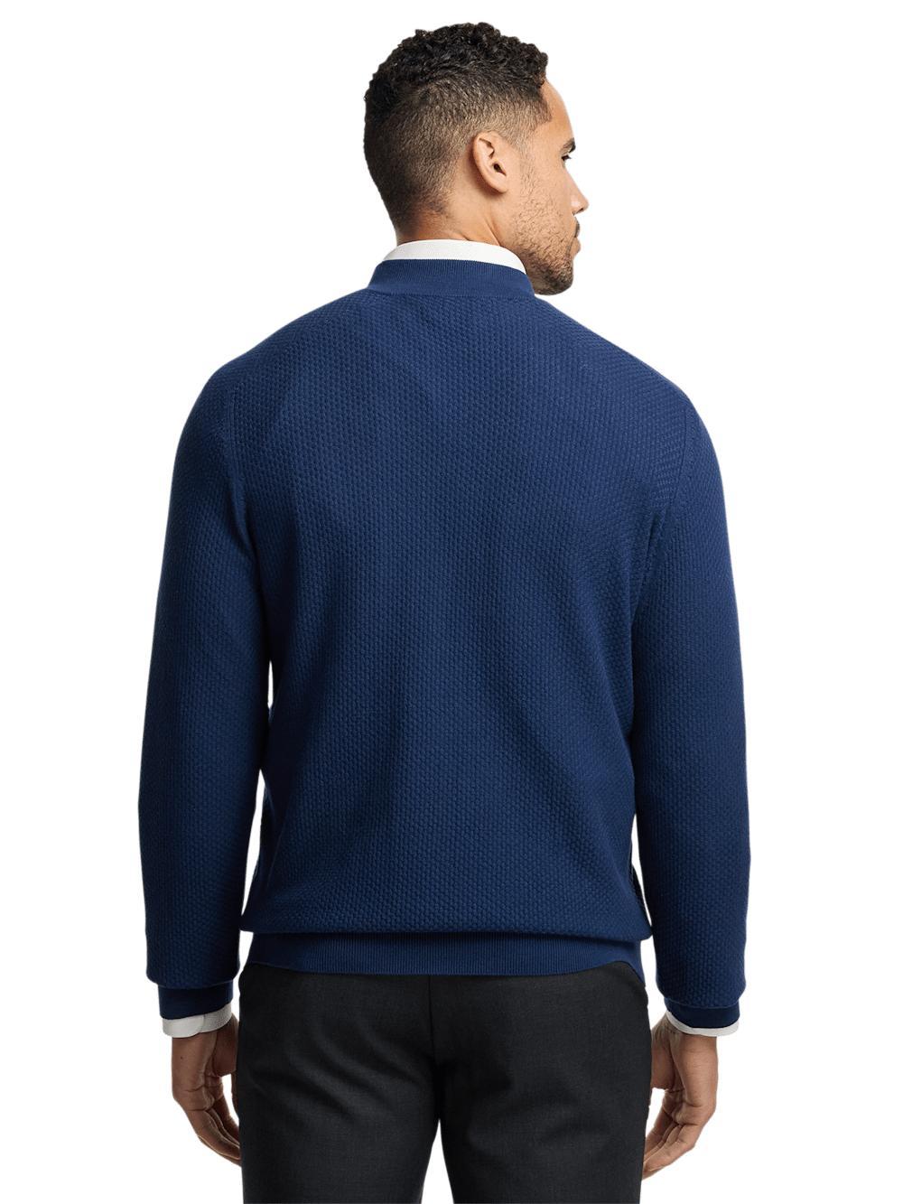 Silk Cotton Cashmere Quarter Zip Mock Neck Sweater - Black Product Image