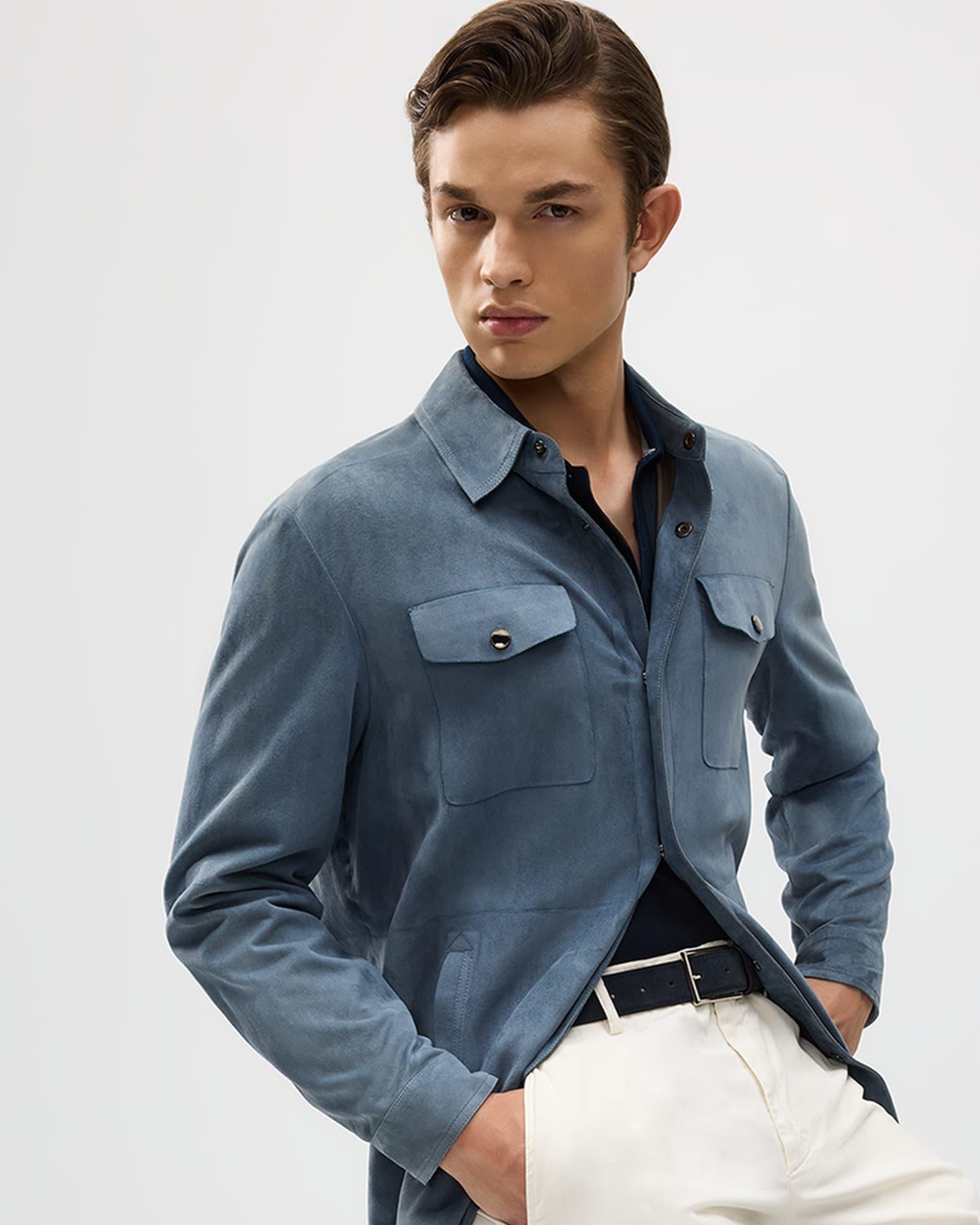 Men's Nuvola Suede Snap-Front Overshirt Product Image