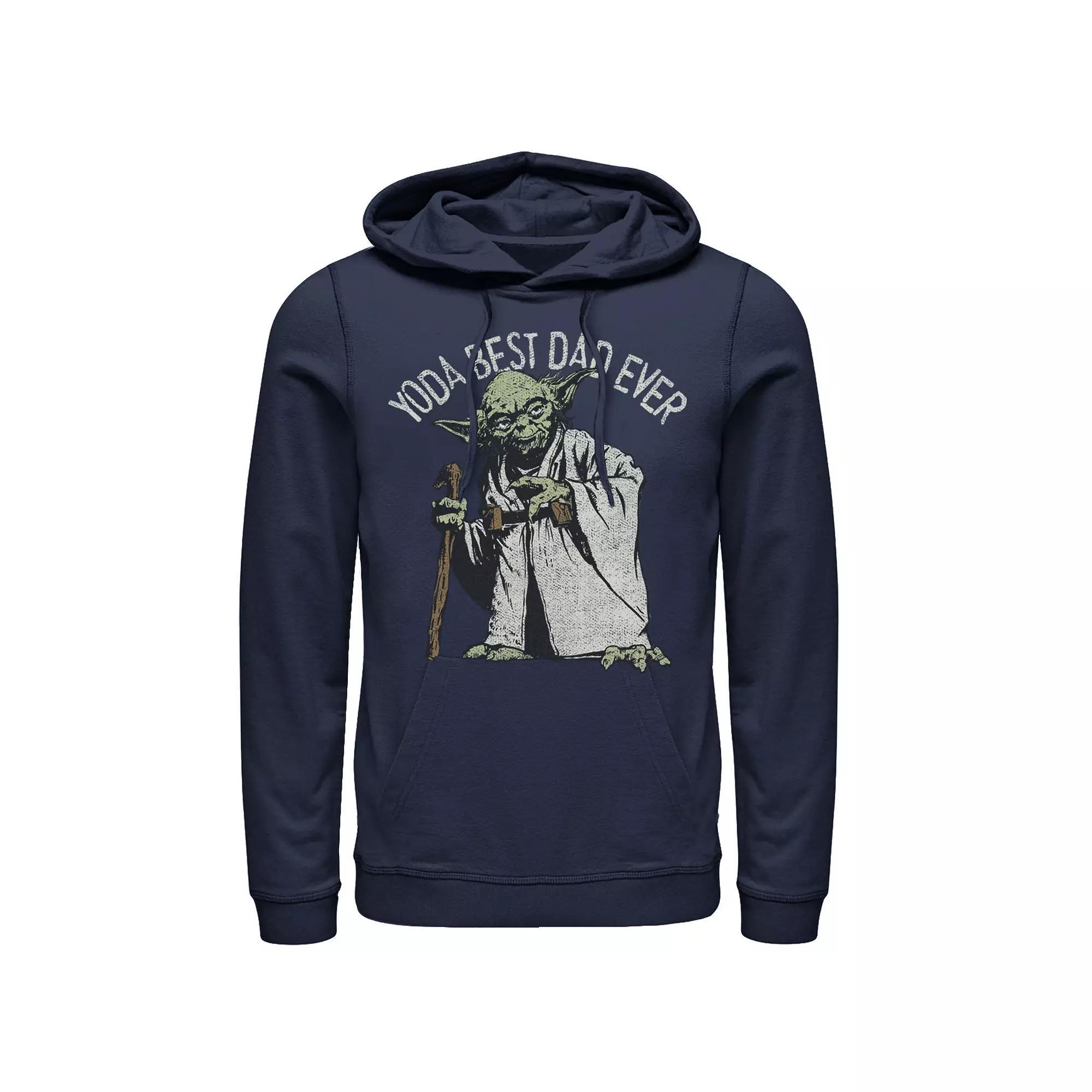 Men's Star Wars "Yoda Best Dad Ever" Hoodie, Size: Small, Blue Product Image