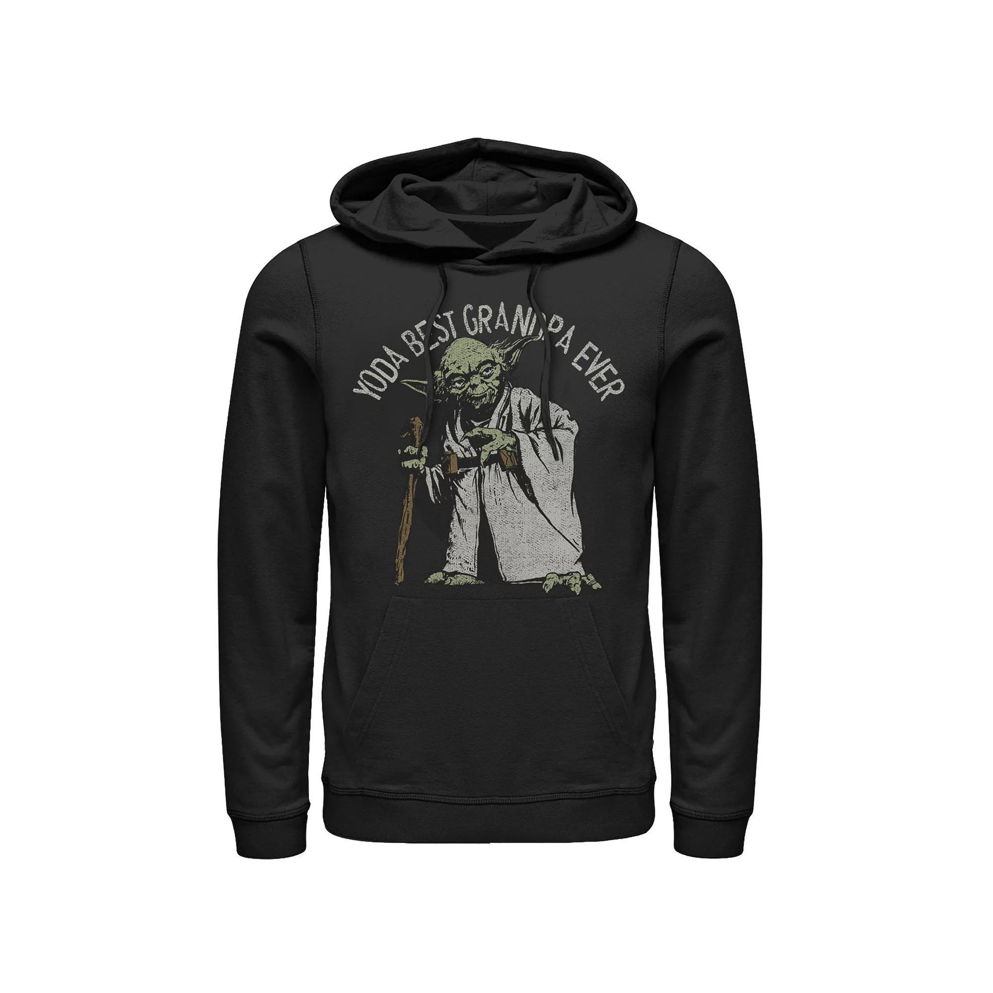 Men's Star Wars Yoda Best Grandpa Ever Portrait Hoodie, Size: Medium, Black Product Image