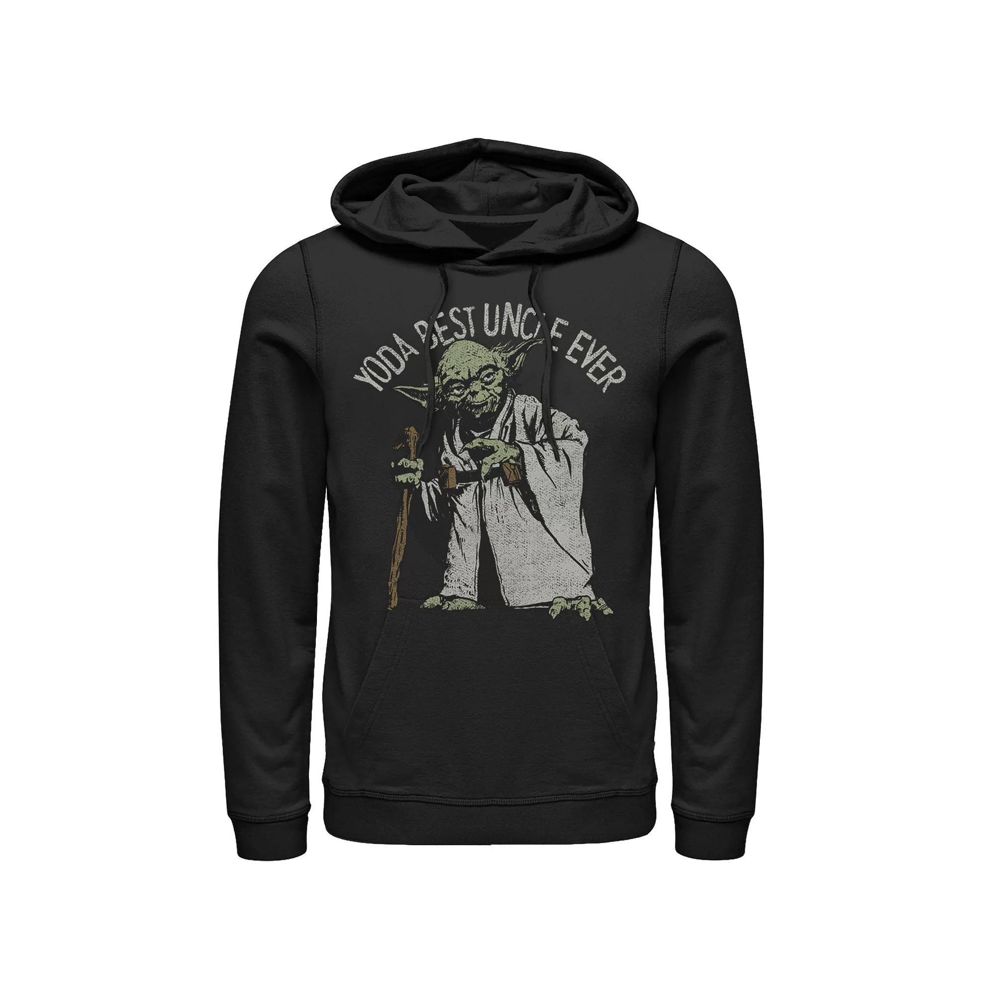 Men's Star Wars Yoda Best Uncle Ever Portrait Hoodie, Size: Large, Black Product Image