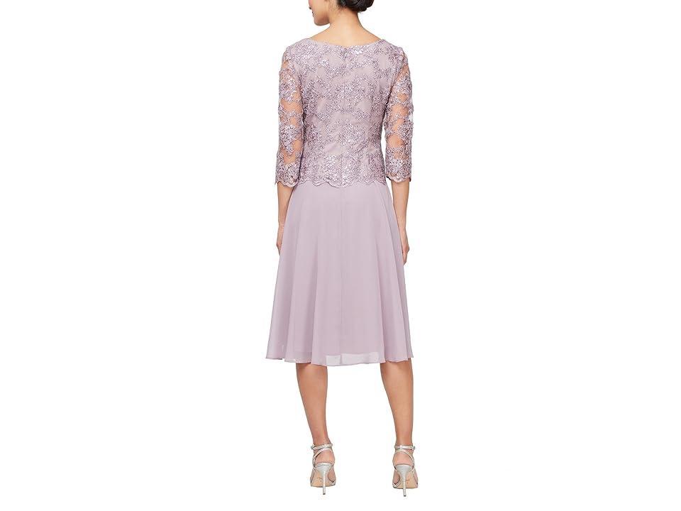 Alex Evenings Tea Length Embroidered with Full Skirt (Wisteria) Women's Dress Product Image