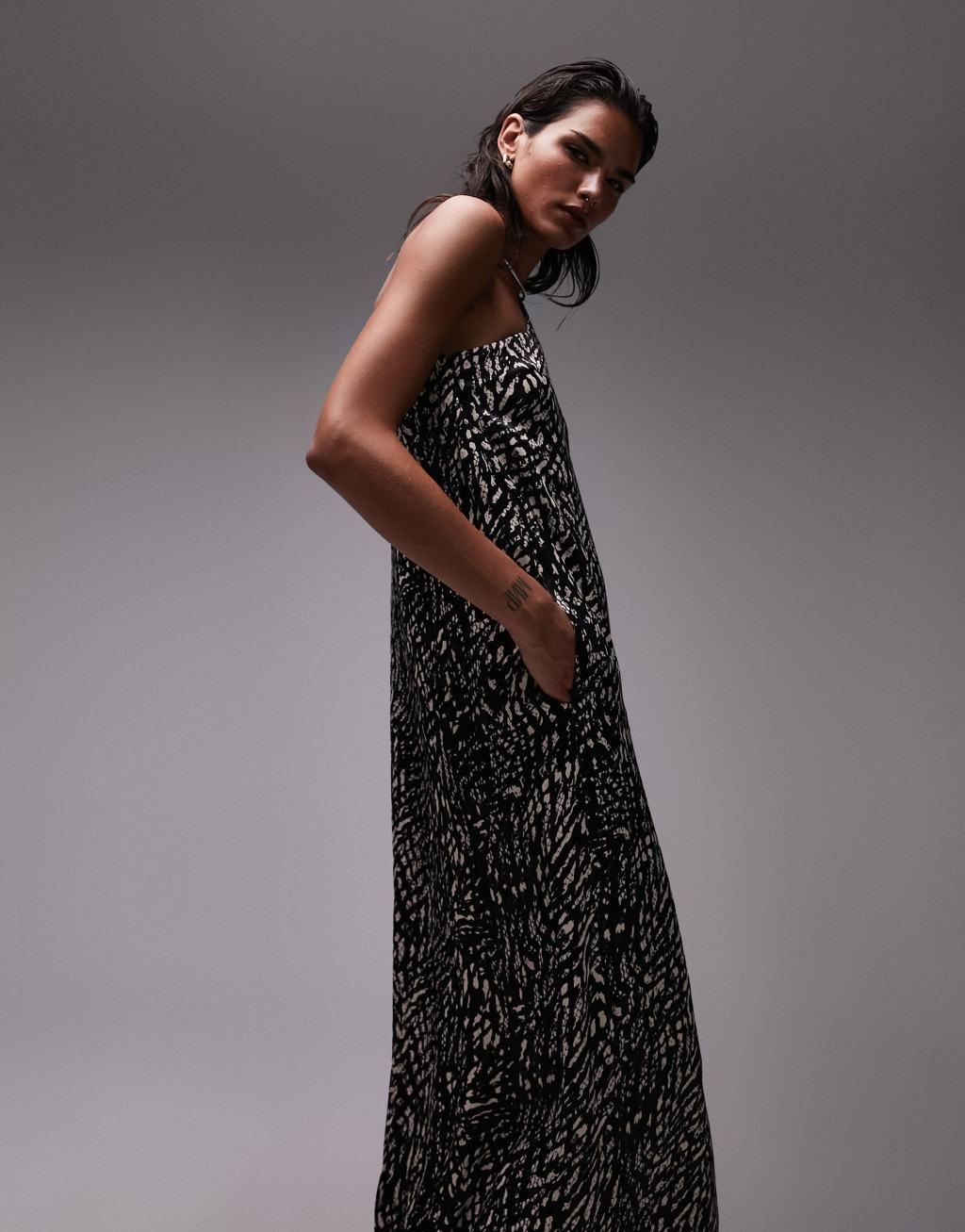 Topshop animal one sleeve maxi dress Product Image