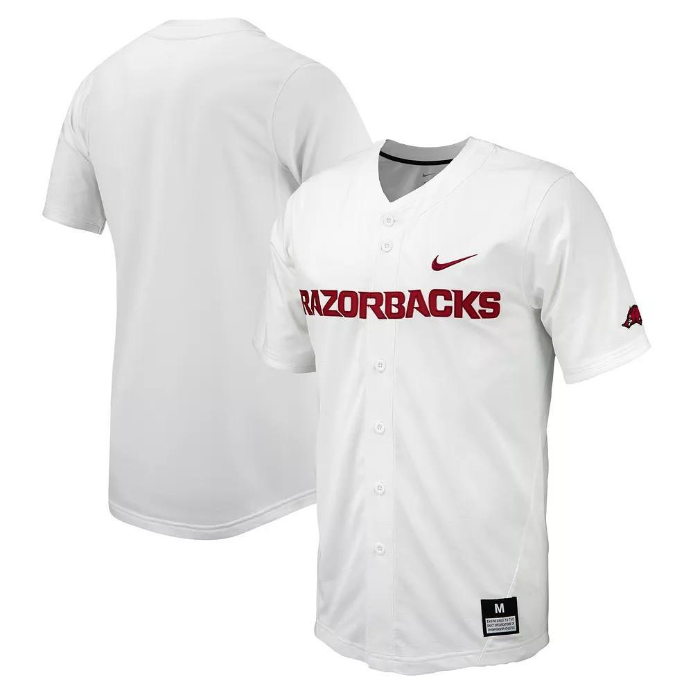Men's Nike White Arkansas Razorbacks Replica Full-Button Baseball Jersey, Size: Medium Product Image