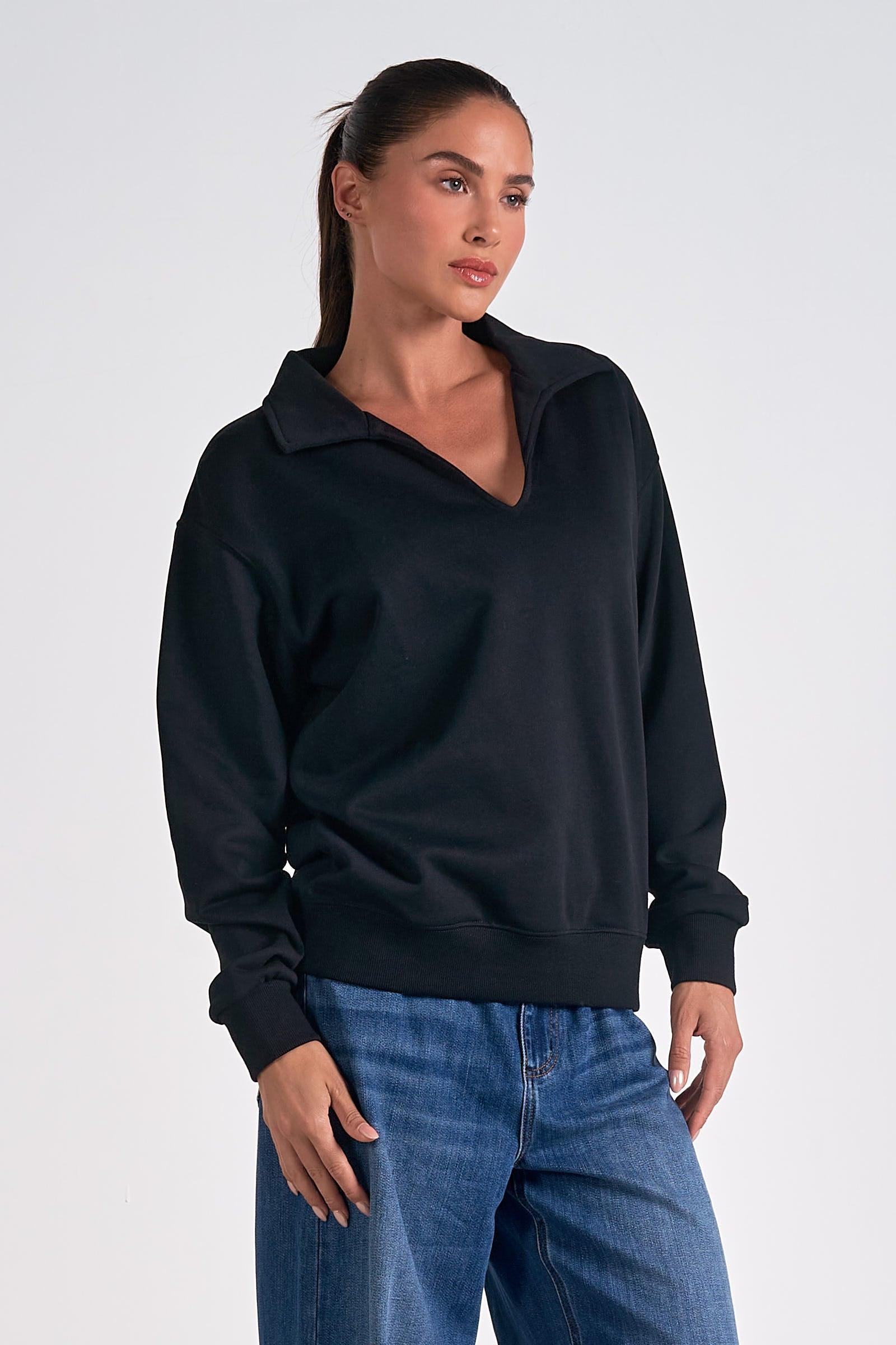 Woman's Polo Collar Sweatshirt Female Product Image