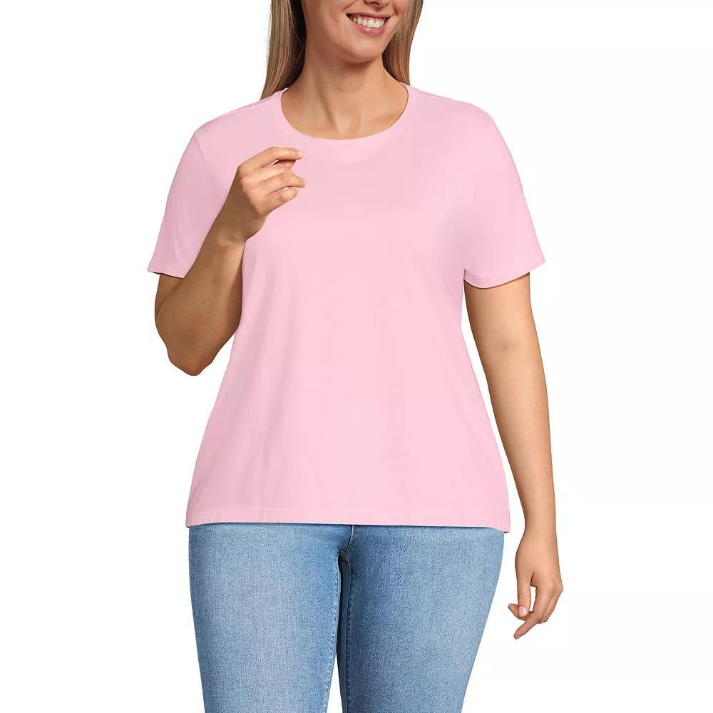 Plus Size Lands' End Relaxed Supima Cotton Crewneck Tee, Women's, Size: 1XL, Pale Yellow Product Image