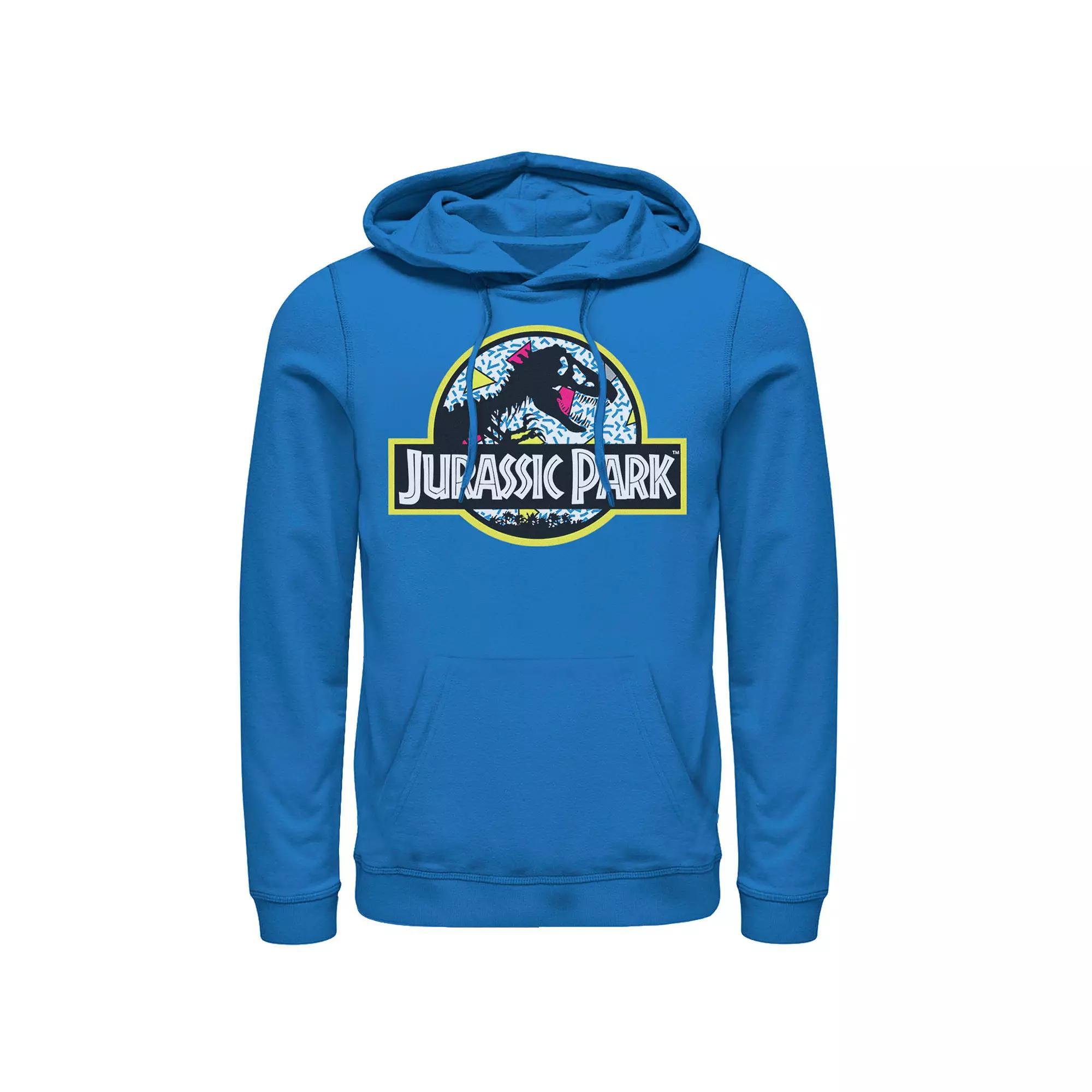 Men's Jurassic Park Blue Retro Classic Icon Pullover Hoodie, Size: Large, Royal Product Image