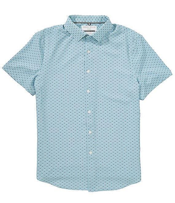Perry Ellis Slim Fit Geo Stripe Performance Stretch Short Sleeve Woven Shirt Product Image
