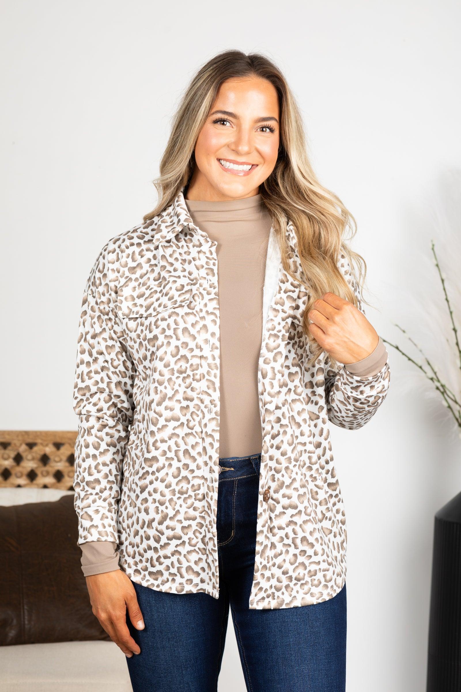Leopard Lightweight Shacket With Front Pockets Product Image