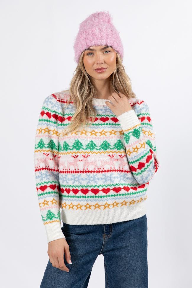 Final Sleigh Multi Color Christmas Fair Isle Sweater  FINAL SALE Product Image
