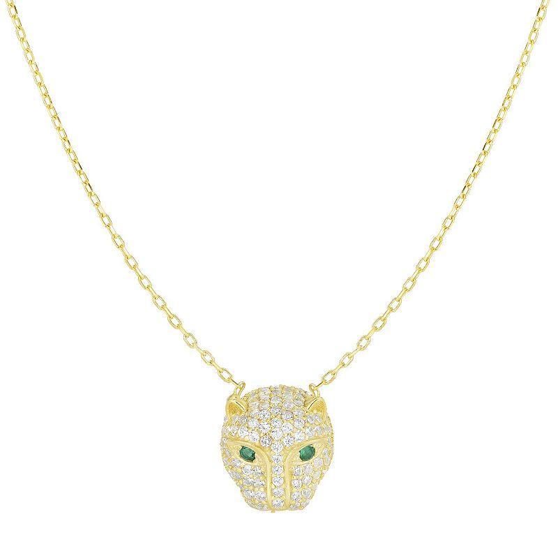 Sunkissed Sterling Cubic Zirconia Panther Pendant Necklace, Women's, Size: 18", Gold Tone Product Image