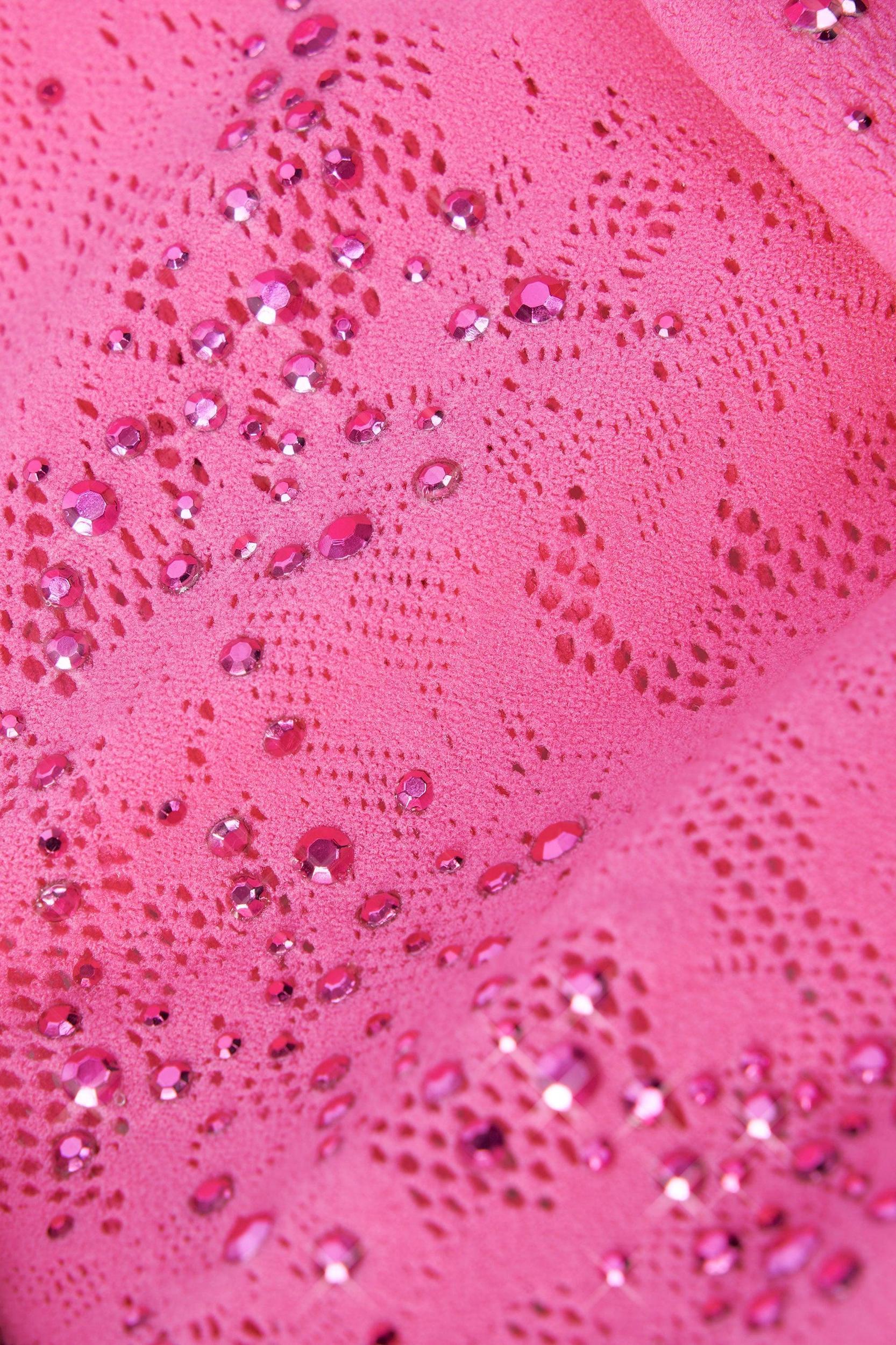 Embellished Cut-Out Unitard in Bubblegum Pink Product Image
