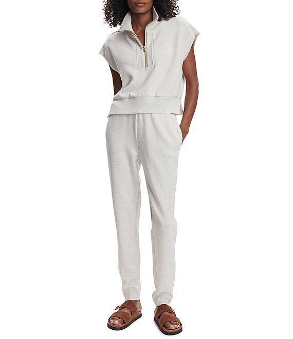 Varley Kelly High Neck Cap Sleeve Half Zip Double Soft Cropped Sweatshirt Product Image