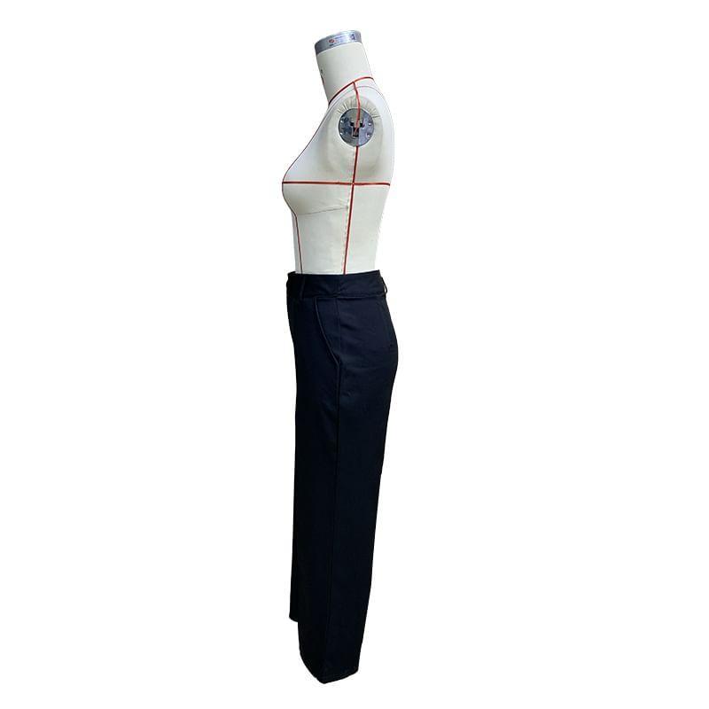 High Waist Plain Wide Leg Slacks Product Image